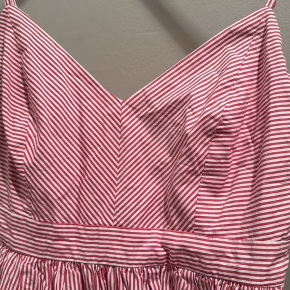 J. Crew Drapey Spaghetti strap red stripe Midi Dress 6 - Picture 6 of 7